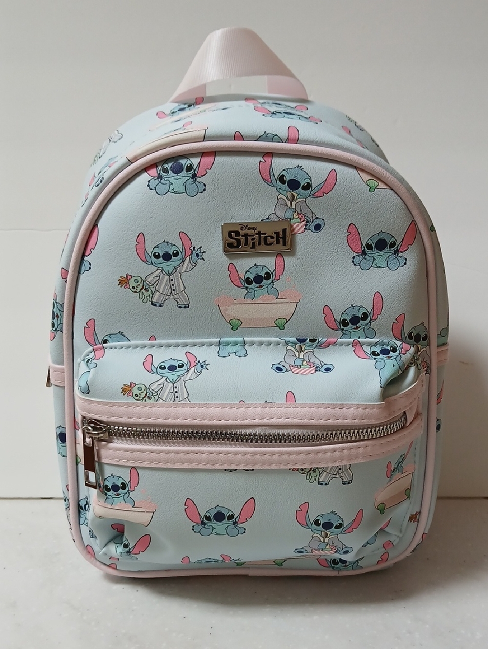 Disney Mini Backpack/Purse in Light Blue and Pink with Stitch Print